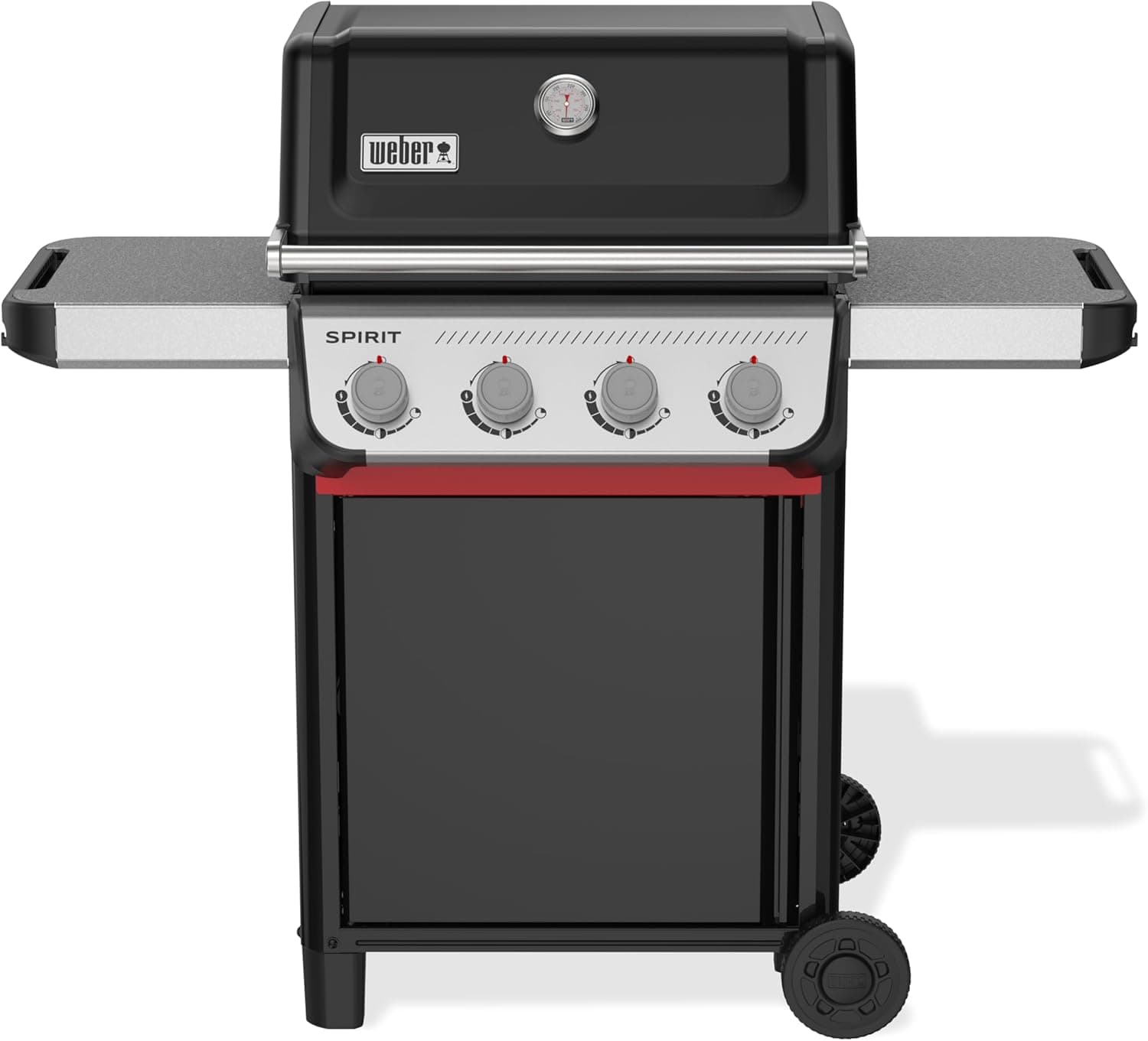 Weber Spirit E-410 Gas Barbecue / 4 Burners, Snap-Jet Ignition, Durable Wheels and Warming Rack, 51 x 46 cm Cooking Surface, Compatible with Weber Works Side Rails, Black/Silver