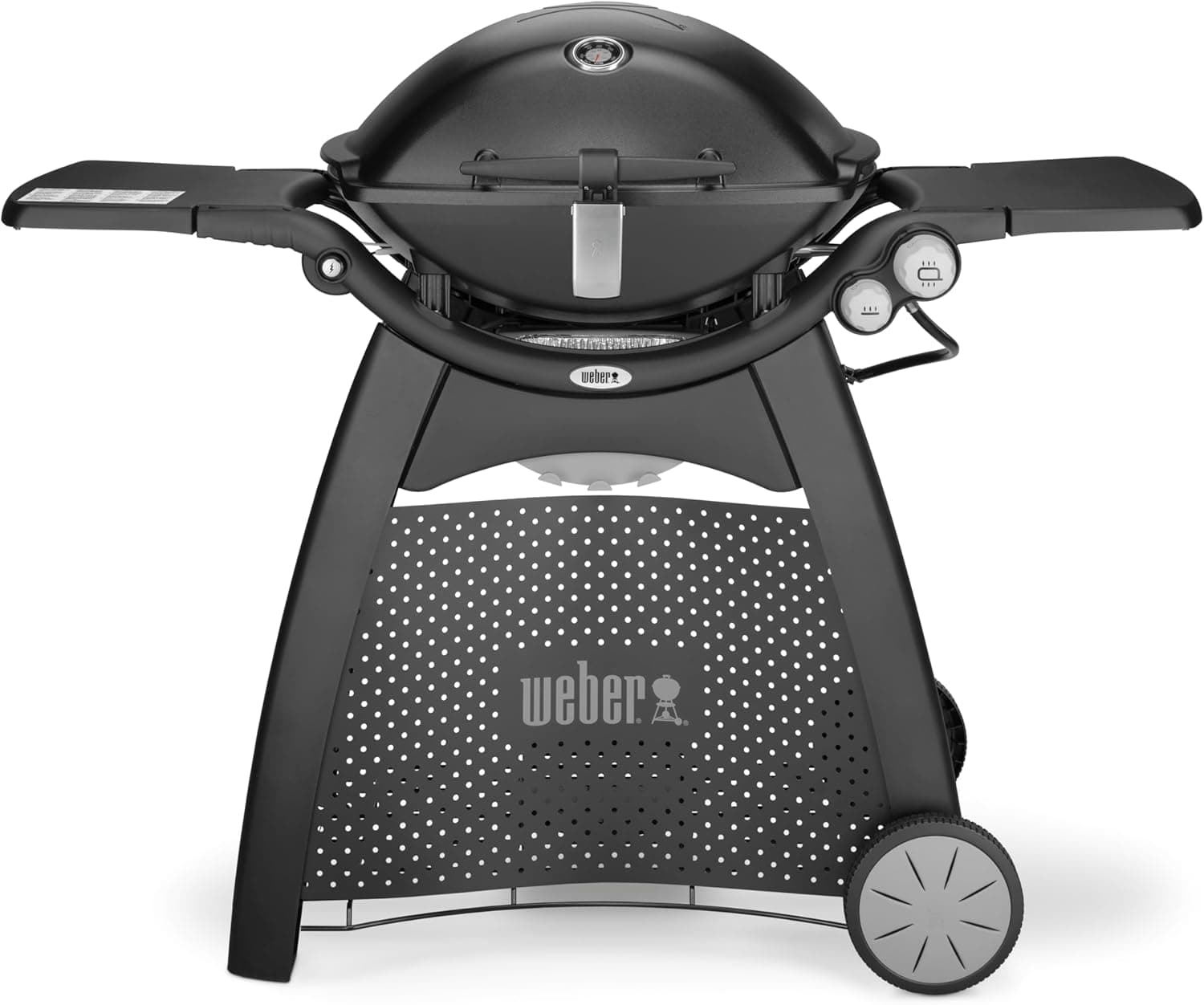 Weber Q 3200 Gas Barbecue with Cart / 2 Burners, Electronic Ignition, Porcelain-Enamelled Cast Iron Grate, 63 x 45 cm Cooking Surface, Warming Rack, Lid Thermometer, Handle Light and Wheels